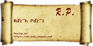 Réh Pál névjegykártya